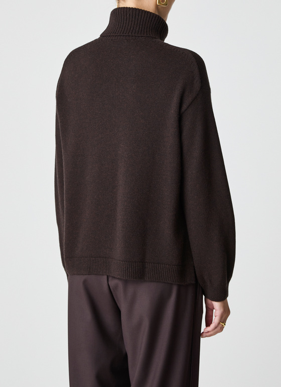 Pullover Rollkragen 1/1 Arm Dark Espresso Frontansicht