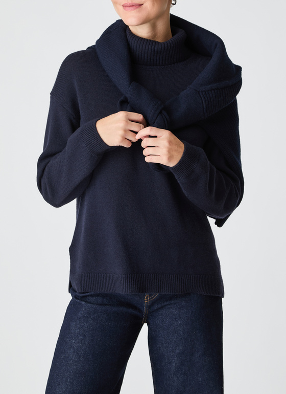 Pullover Rollkragen 1/1 Arm Navy Frontansicht