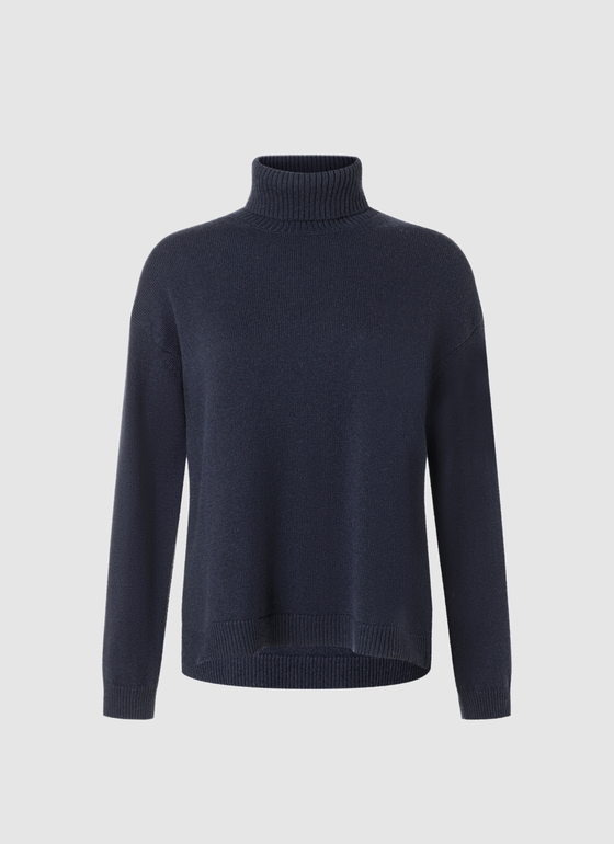 Pullover Rollkragen 1/1 Arm Navy Frontansicht