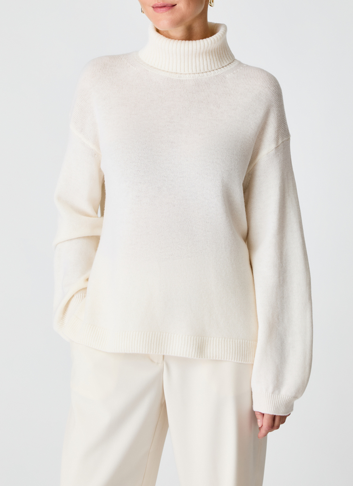 Pullover Rollkragen 1/1 Arm, New White Frontansicht