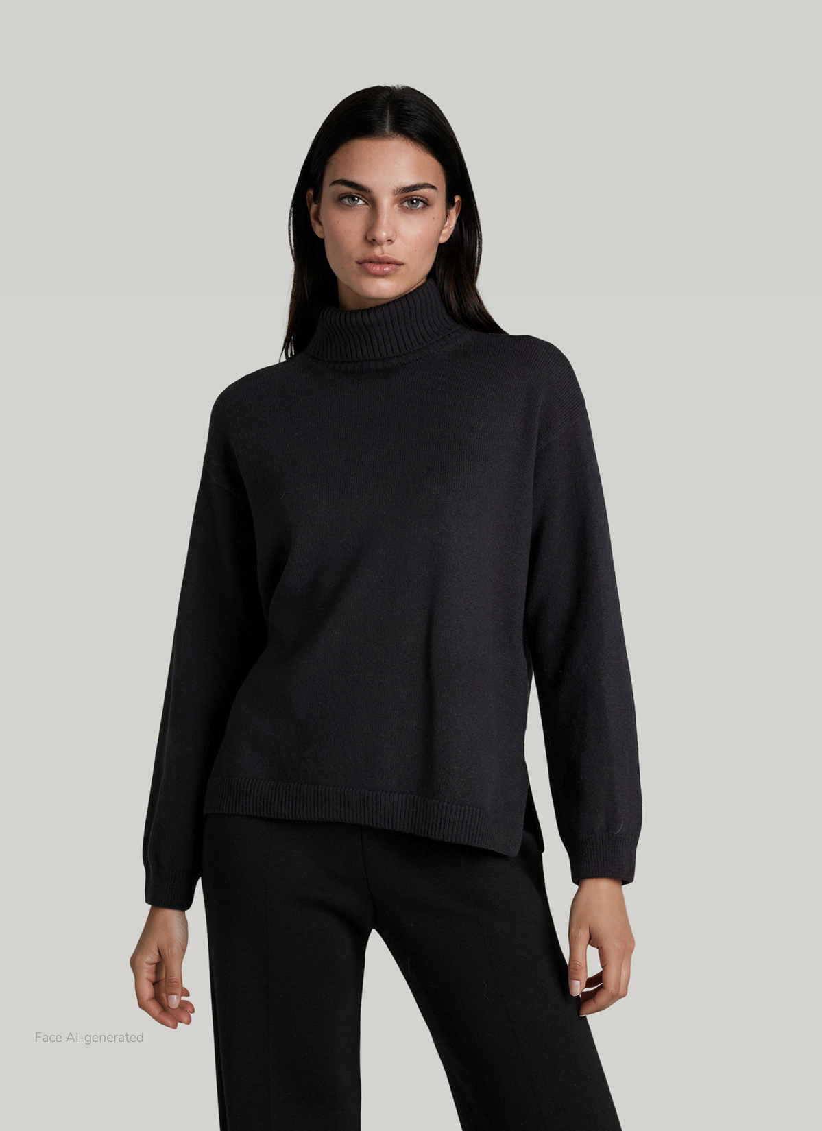 Pullover Rollkragen 1/1 Arm, Black Frontansicht
