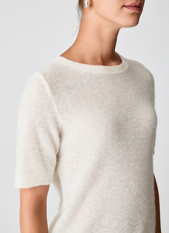 Pullover Rundhals 1/1 Arm New White Frontansicht