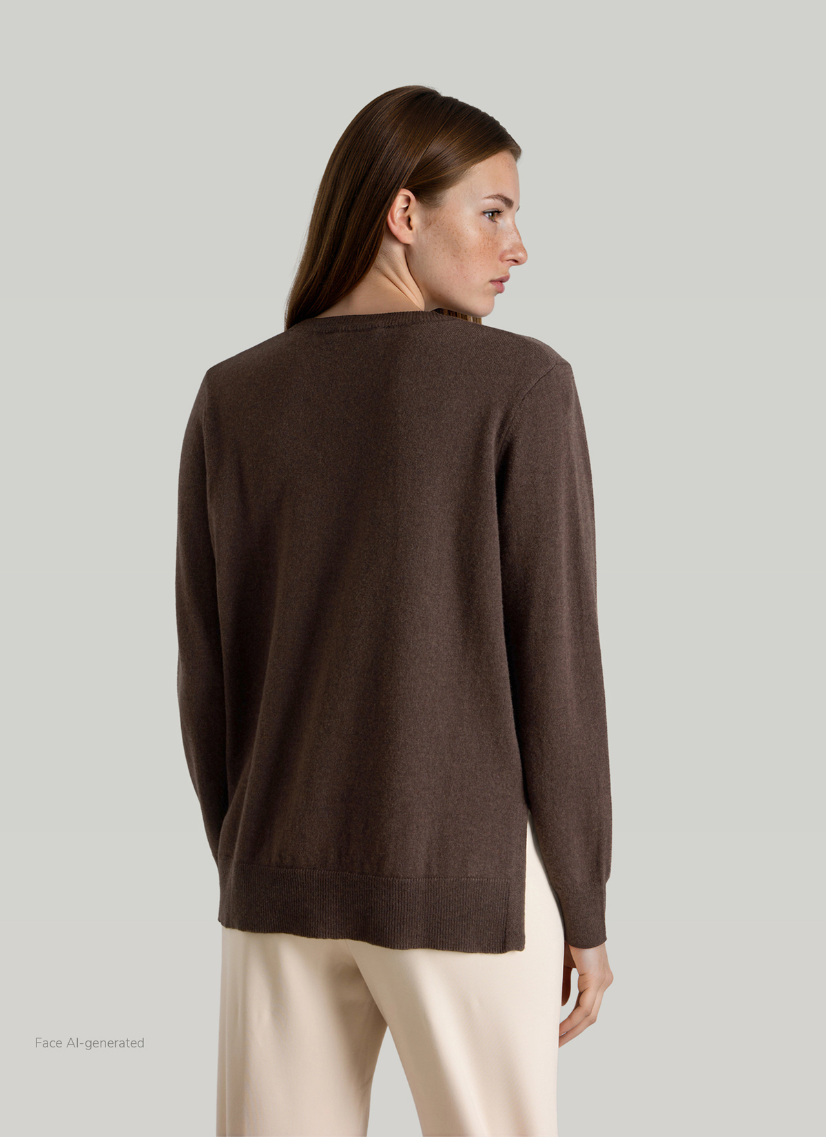 Pullover Stehkragen 1/2 Arm, Dark Coffee Rückansicht