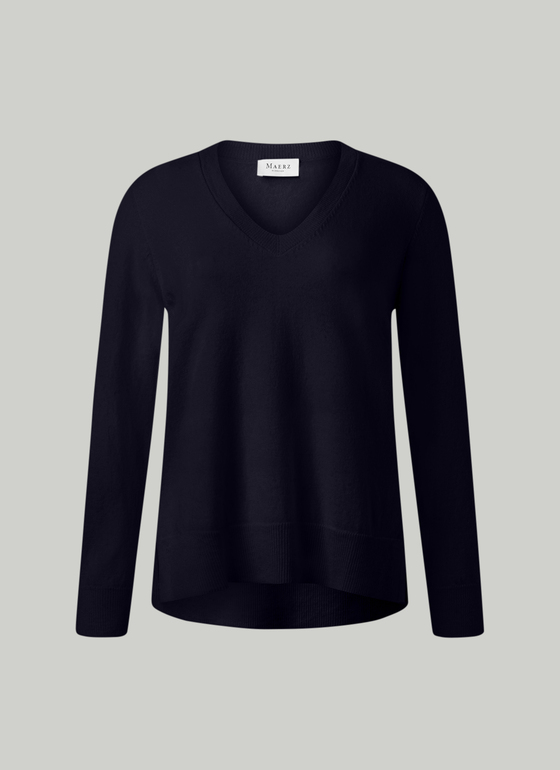 Pullover Stehkragen 1/2 Arm Navy Frontansicht