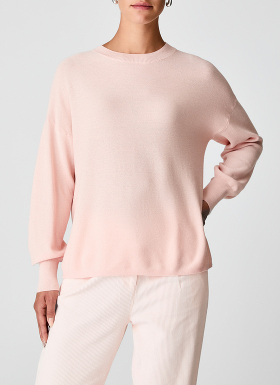 Pullover Rundhals 1/1 Arm Pastel Peach Frontansicht