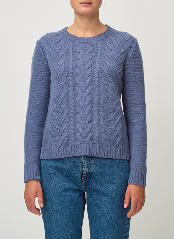 Pullover Rundhals 1/1 Arm Lapis Frontansicht