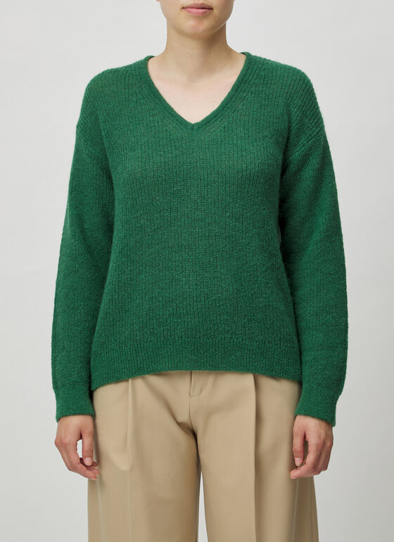 Pullover V-Ausschnitt 1/1 Arm Bottle Green Frontansicht