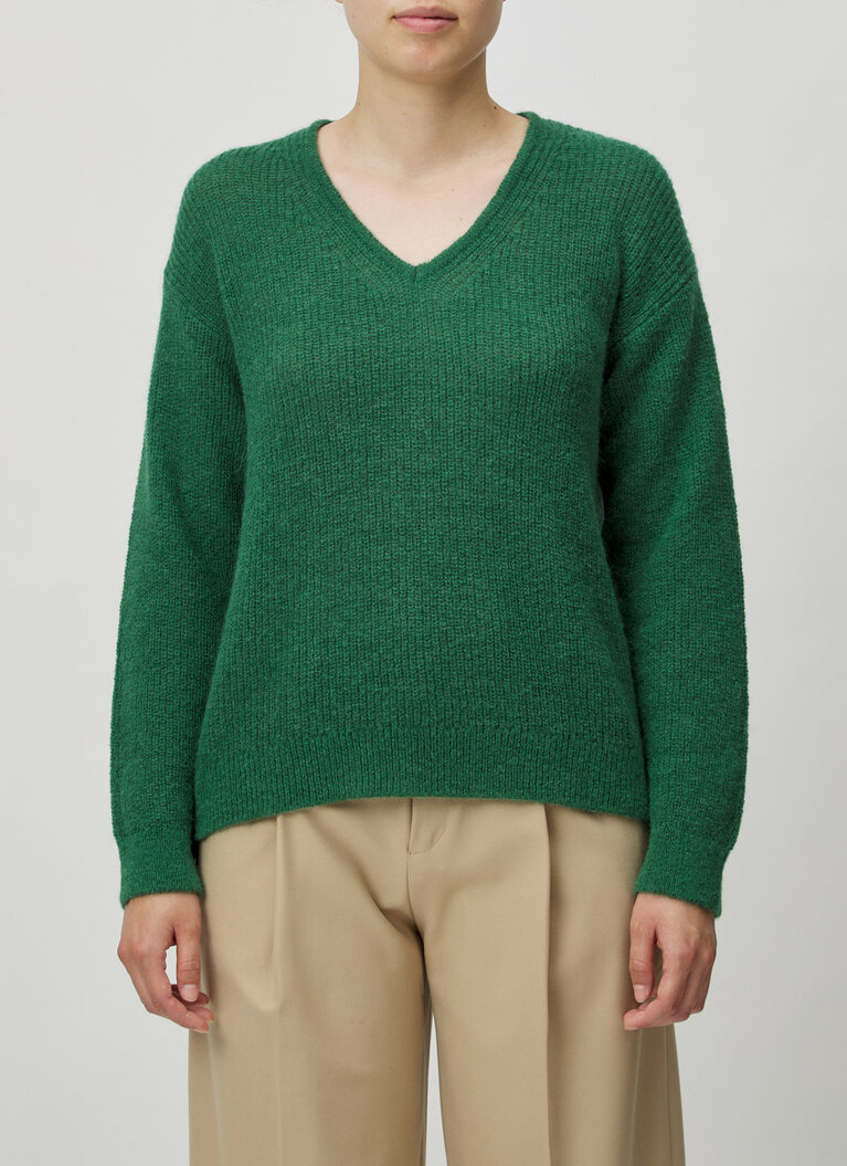 Pullover V-Ausschnitt 1/1 Arm, Bottle Green Detailansicht 1