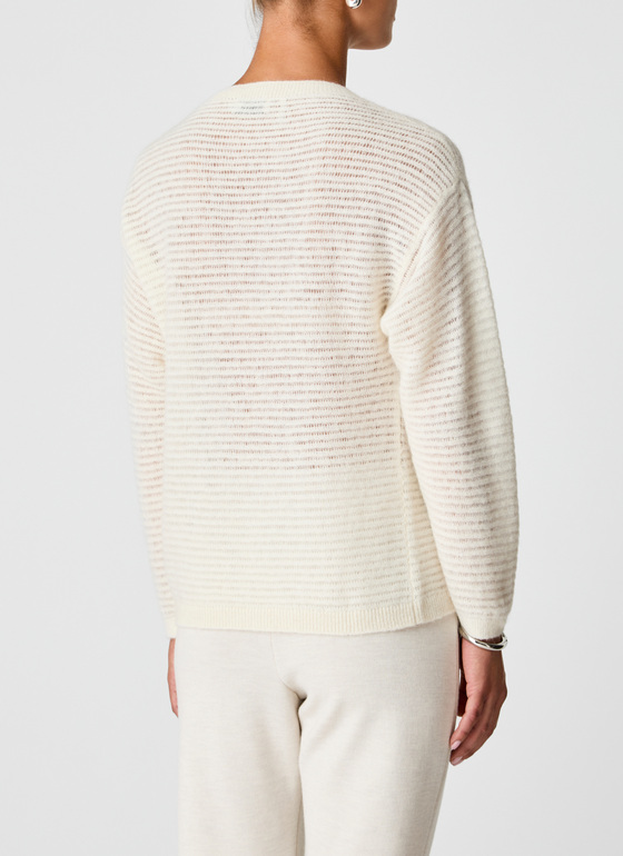Pullover Rundhals 1/1 Arm New White Frontansicht