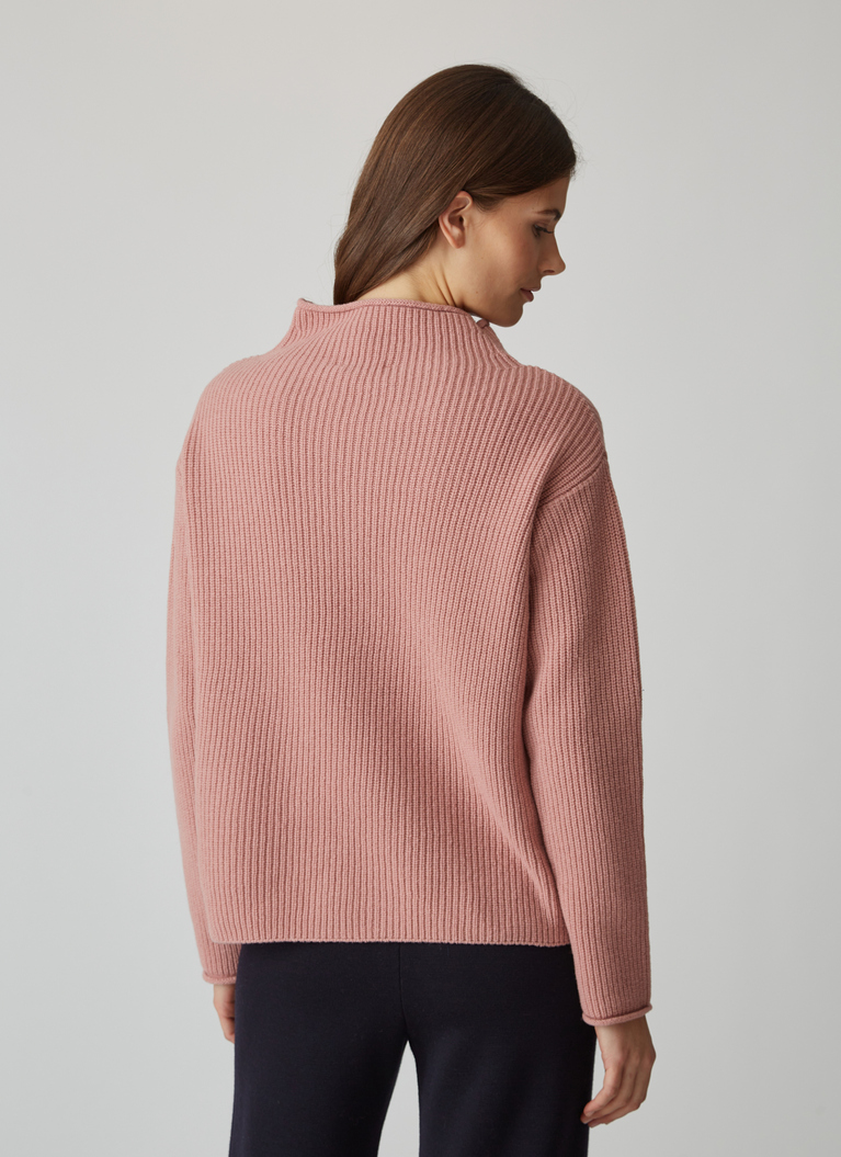 Pullover Rollkragen 1/1 Arm, Rosé Rückansicht