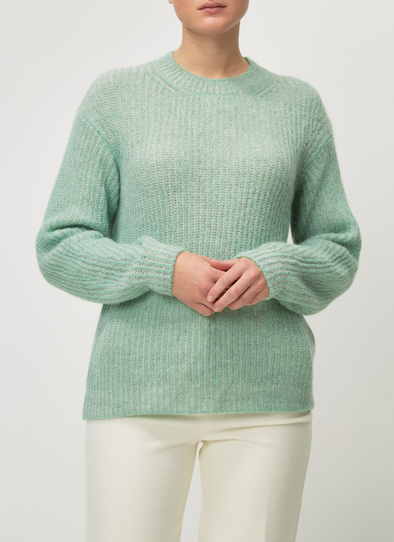 Pullover Rundhals 1/1 Arm Green Mint Frontansicht