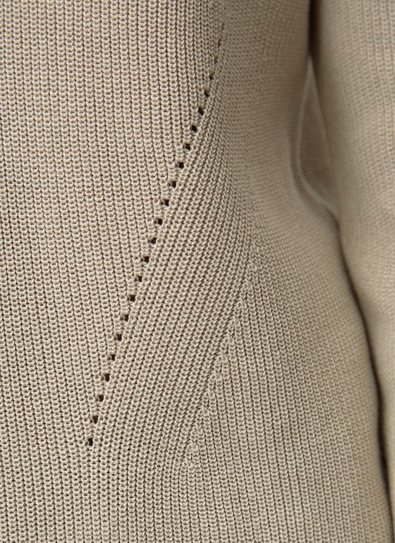 Pullover V-Ausschnitt 1/1 Arm Beige Frontansicht