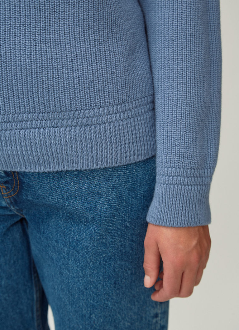 Pullover Stehkragen 1/1 Arm, Whale Blue Detailansicht 2