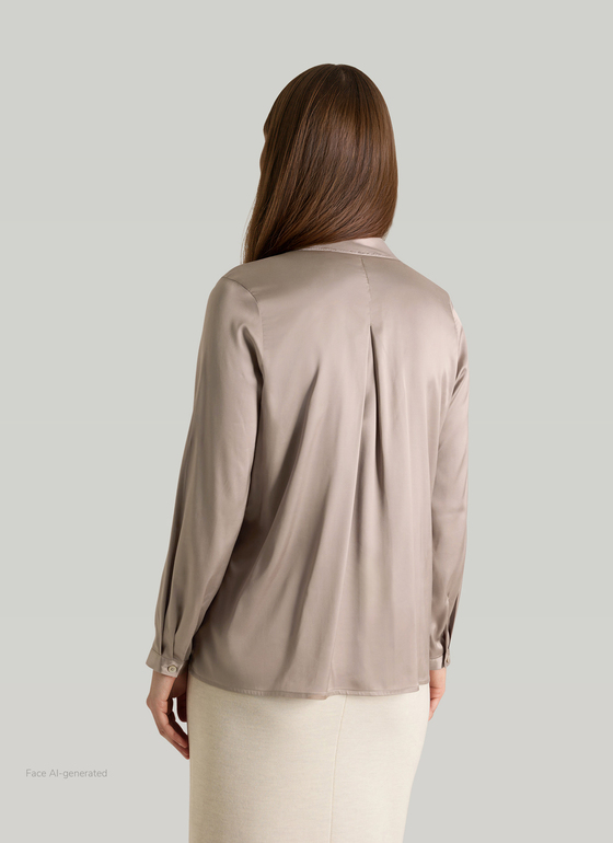 Bluse 1/1 Arm Taupe Grey Frontansicht