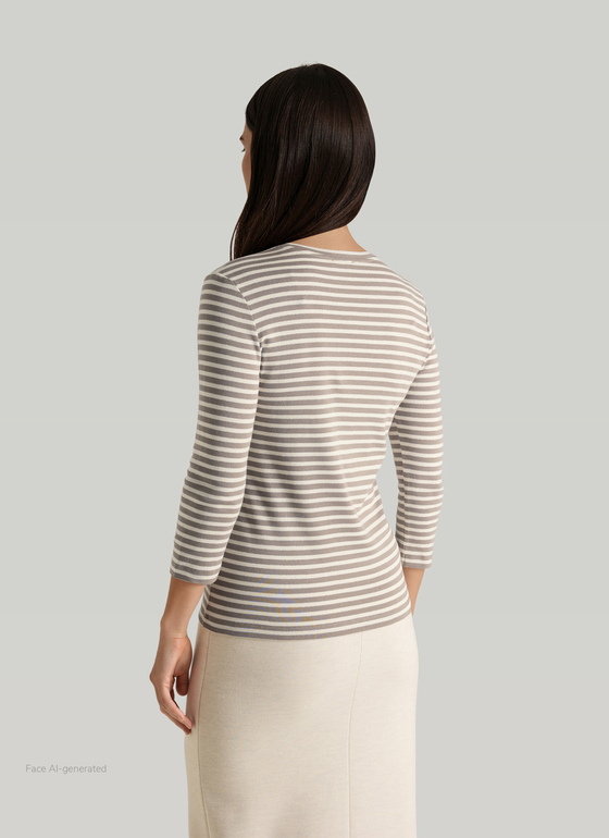 Longsleeve Rundhals 3/4 Arm Taupe Grey Frontansicht
