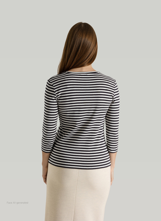 Longsleeve Rundhals 3/4 Arm Navy Frontansicht
