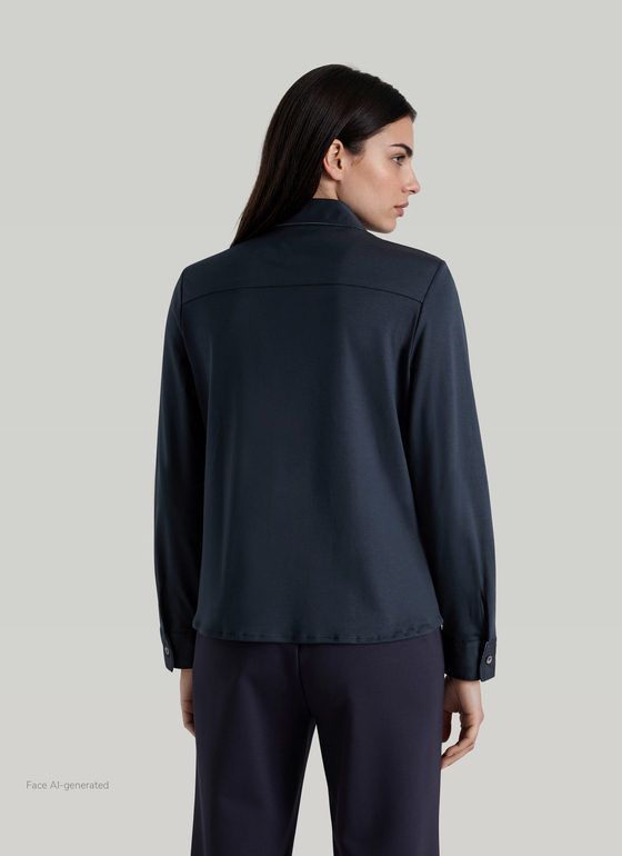 Bluse 1/1 Arm Wirk Navy Frontansicht