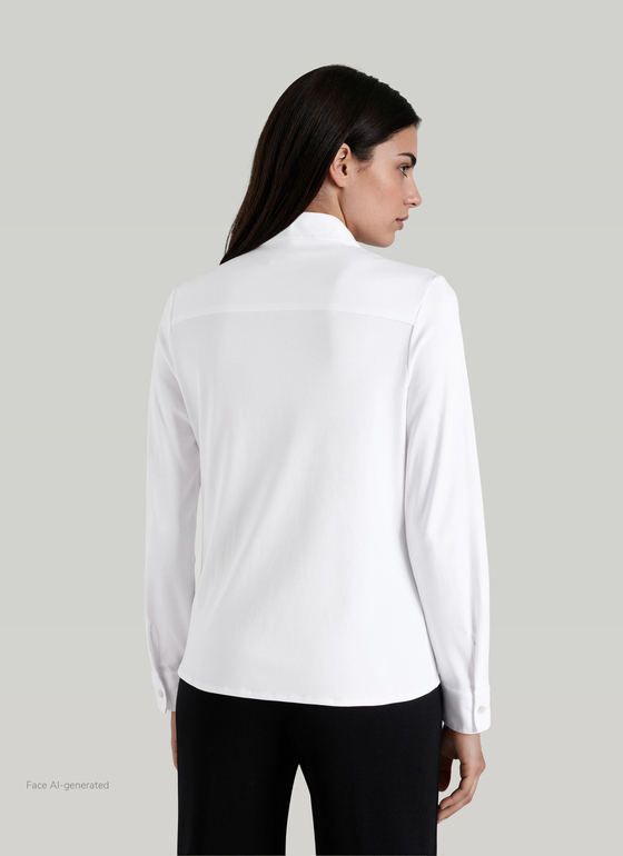Bluse 1/1 Arm Wirk Pure White Frontansicht