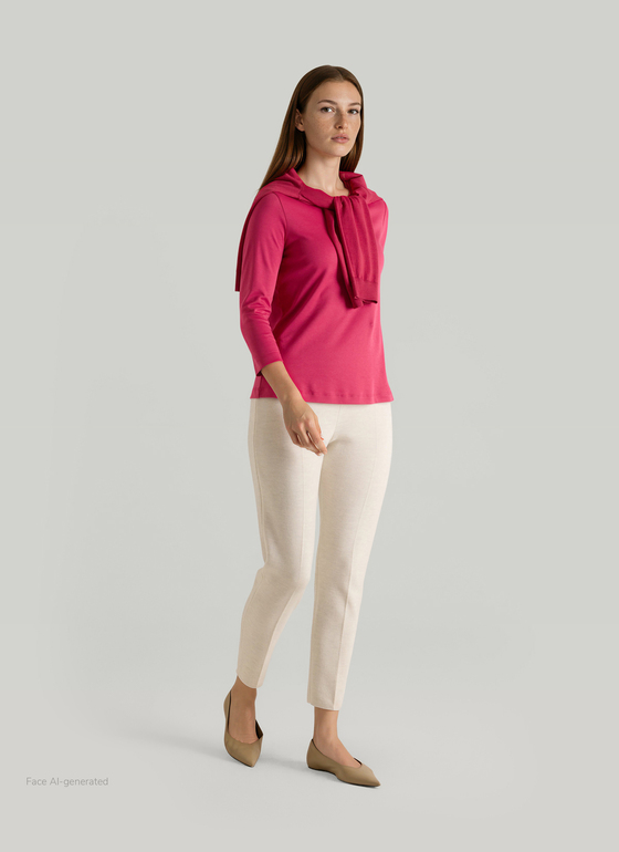 Longsleeve Rundhals 3/4 Arm Peony Red Frontansicht