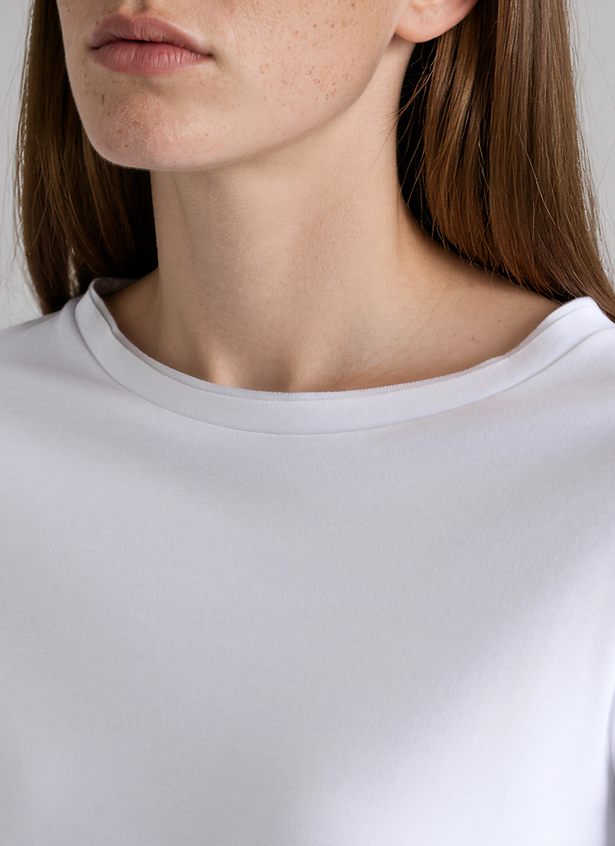 Longsleeve Rundhals 3/4 Arm, Pure White Detailansicht 1