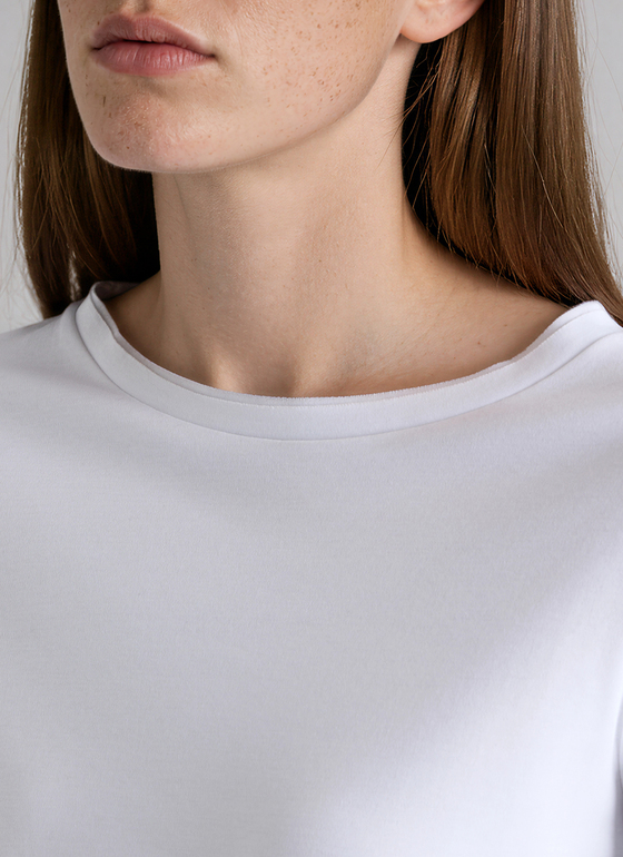 Longsleeve Rundhals 3/4 Arm Pure White Frontansicht